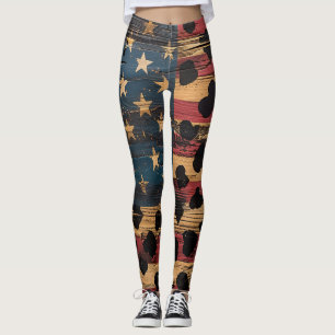 Leggings Drapeau américain rustique imprimé léopard (4)