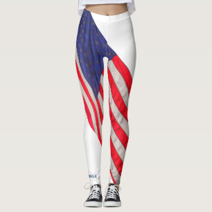 Leggings Drapeau américain sur Arrière - plan blanc avec no