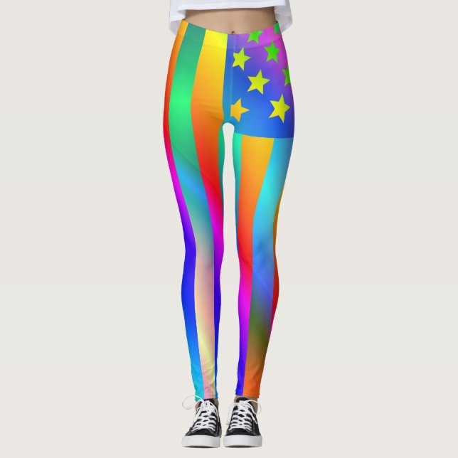 Leggings Drapeau arc-en-ciel des États-Unis (Devant)