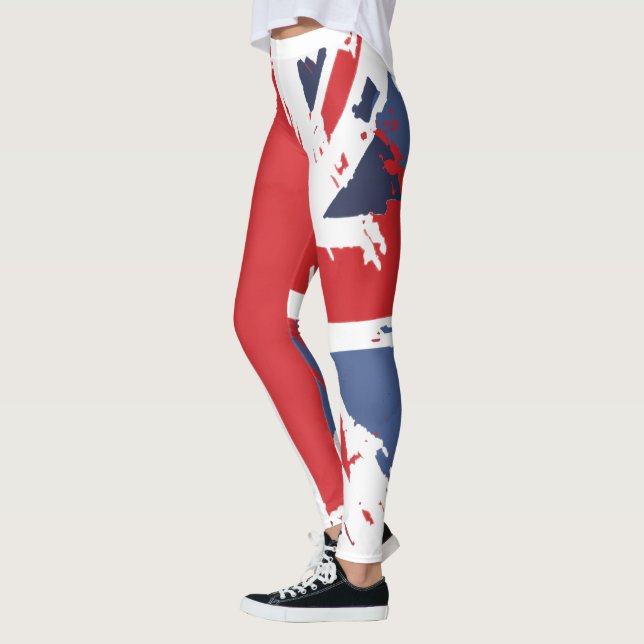 Leggings drapeau britannique rouge blanc union jack (Gauche)