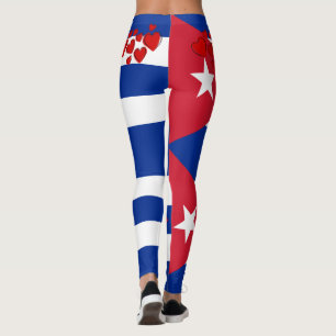 Leggings Drapeau cubain avec l'illustration rouge de coeur