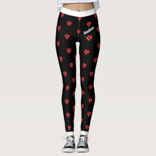 Leggings Drapeau de cœur de Trinité avec votre nom sur NOIR