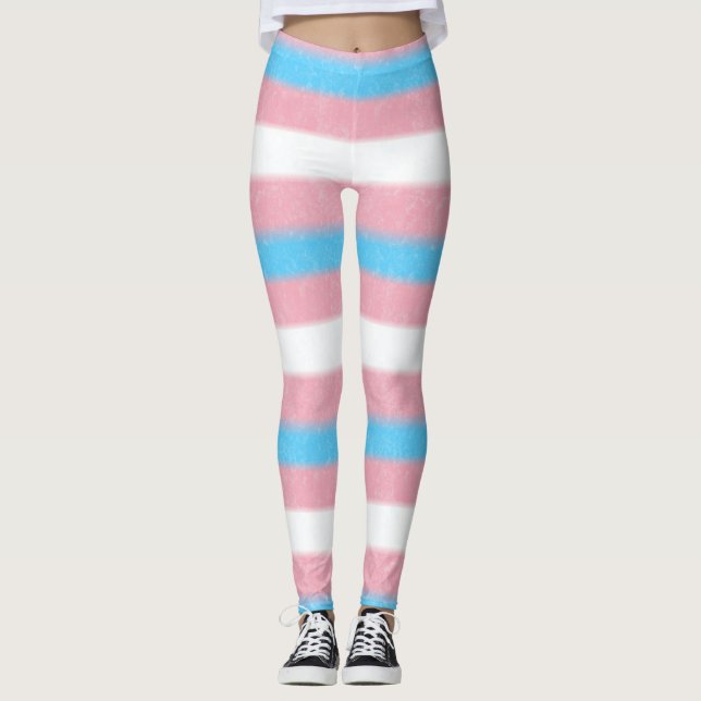 Leggings Drapeau de couleur texturé Transgenre Fierté (Devant)