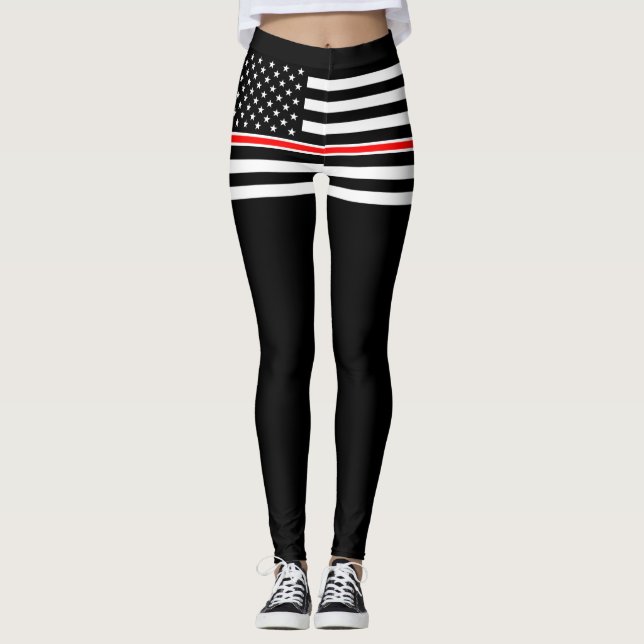 Leggings Drapeau de la mince ligne rouge : Mémorial des hér (Devant)