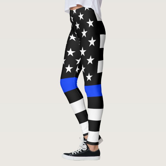 Leggings Drapeau de police de la ligne bleue mince (Gauche)