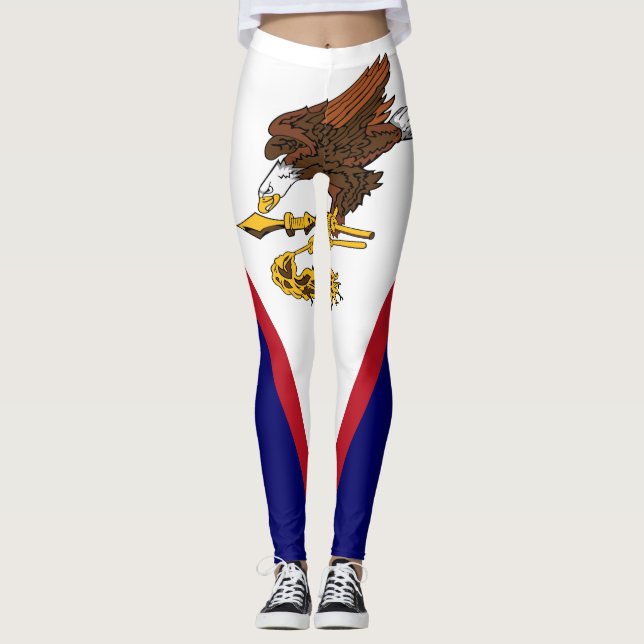 Leggings Drapeau des Samoa américaines patriotiques (Devant)