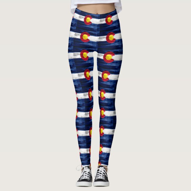 Leggings Drapeau en bois rustique Colorado Drapeau motif le (Devant)