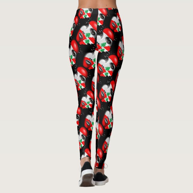 Leggings Drapeau et carte du Liban sur le visage de la fill (Dos)