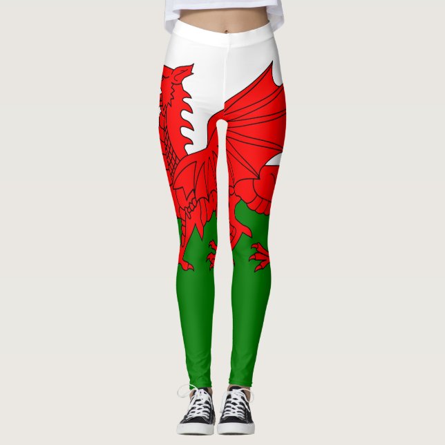 Leggings Drapeau gallois dragon rouge gallois (Devant)