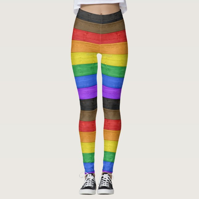 Leggings Drapeau gay pride inclusif SlipperyJoe ru texturé (Devant)