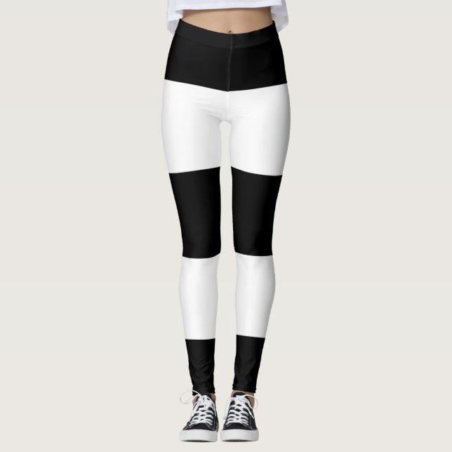 Leggings Drapeau Hétérosexuel noir blanc rayé LGBT (Devant)