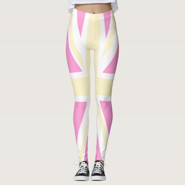 Leggings Drapeau jaune et rose du Royaume-Uni/Union Jack (Devant)