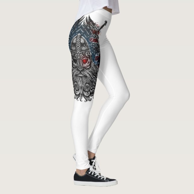 Leggings Drapeau Odin corbeaux et épées Viking Mythologie U (Droite)