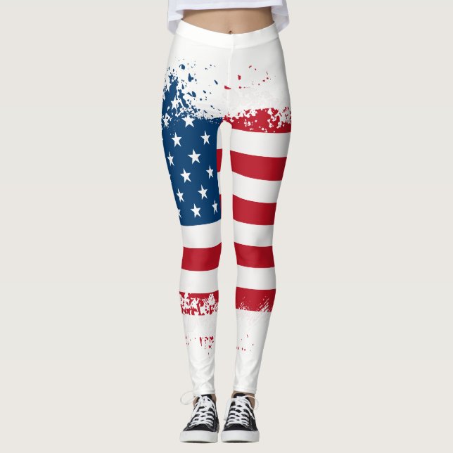 Leggings Drapeau patriotique féminin (Devant)