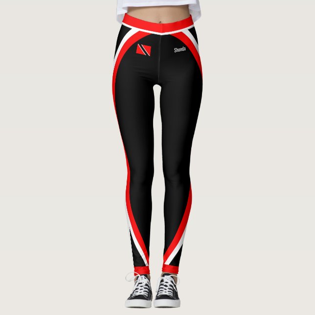 Leggings Drapeau patriotique Trinité-et-Tobago avec votre n (Devant)