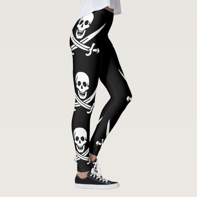 Leggings Drapeau pirate crâne épées croisées (Droite)