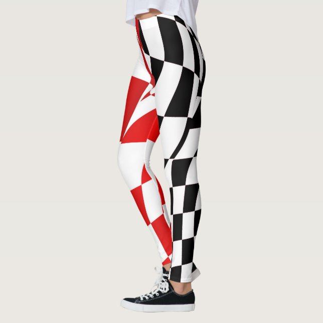 Leggings - Drapeau rouge/À damiers noir modifié (Gauche)