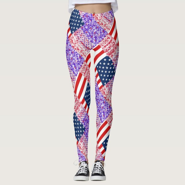 Leggings Drapeau RZX-USA sur un arrière - plan bleu (Devant)