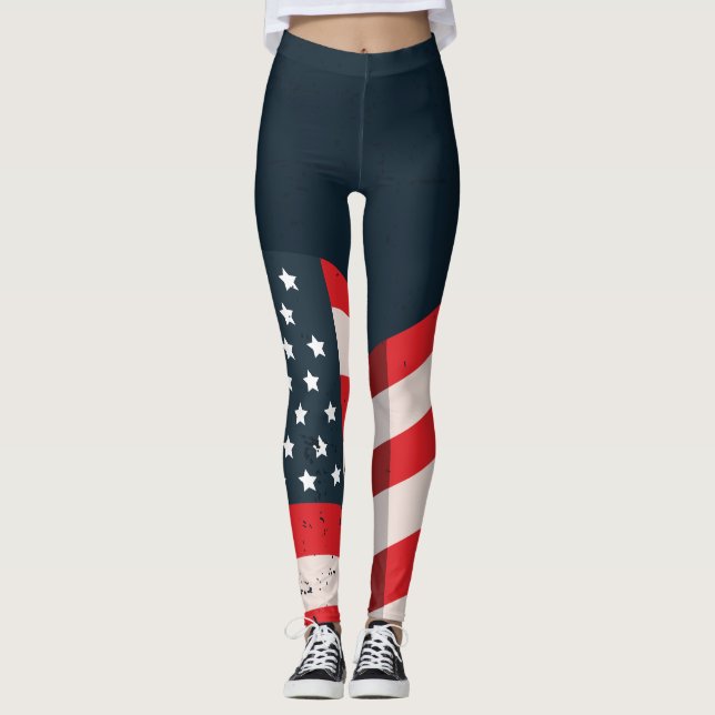 Leggings Drapeau vintage affligé des Etats-Unis (Devant)