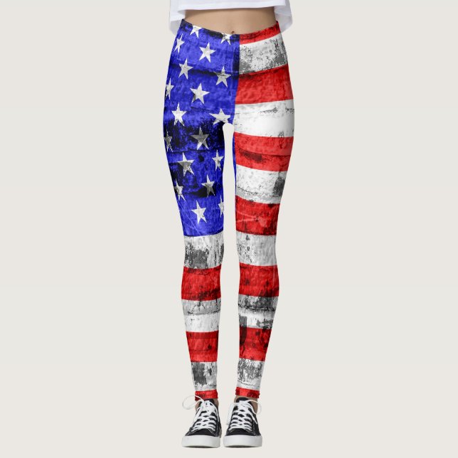 Leggings Drapeau vintage américain #9 (Devant)