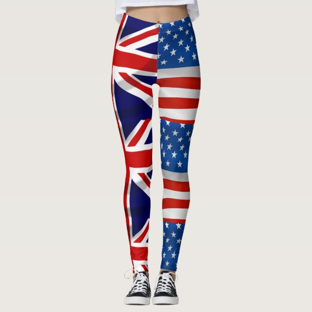 Leggings Drapeaux britanniques américains patriotique (Devant)