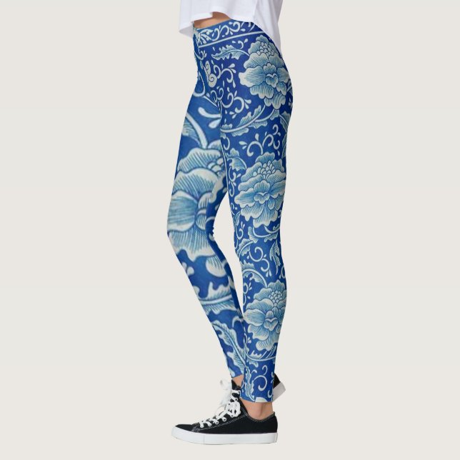 Leggings Dreamy Blue Lotus Chinoiserie Vintage (Gauche)
