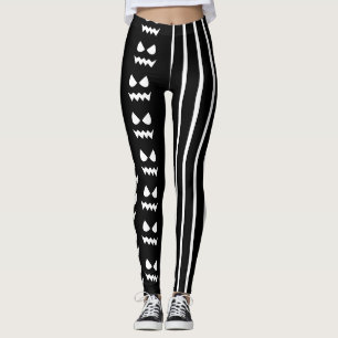 Leggings Drôle Halloween Citrouille d'horreur visage noir b