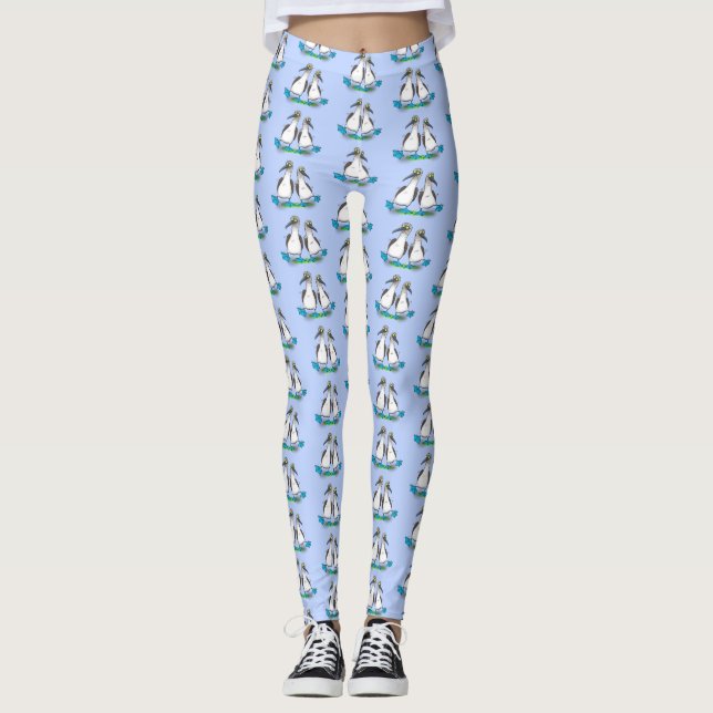 Leggings Drôle, joyeux croquis à pieds bleus dansant dessin (Devant)