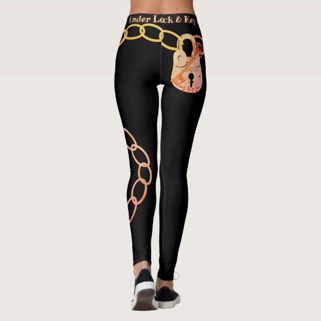 Leggings Drôle Love Lock Citation Clé Chainlink Noir (Dos)