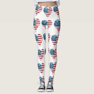 leggings du coeur du drapeau américain