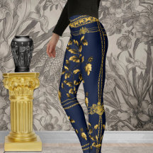 Duchess Gold Leaf Chain Lion Emblem Navy Blue