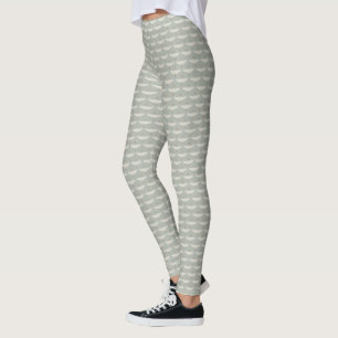 Leggings Dusty Blue Neutral Birds Grues Art Déco Motif
