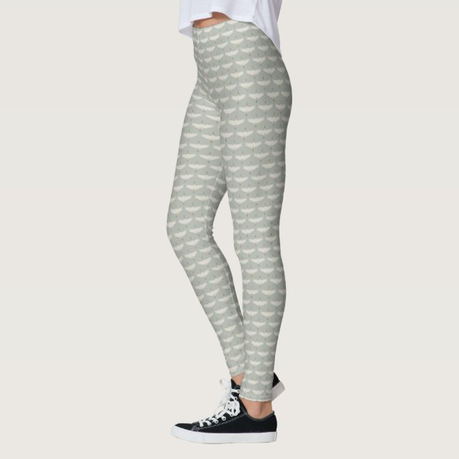 Leggings Dusty Blue Neutral Birds Grues Art Déco Motif (Gauche)