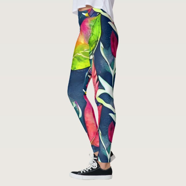 Leggings Eau moderne tropicale feuille motif (Gauche)