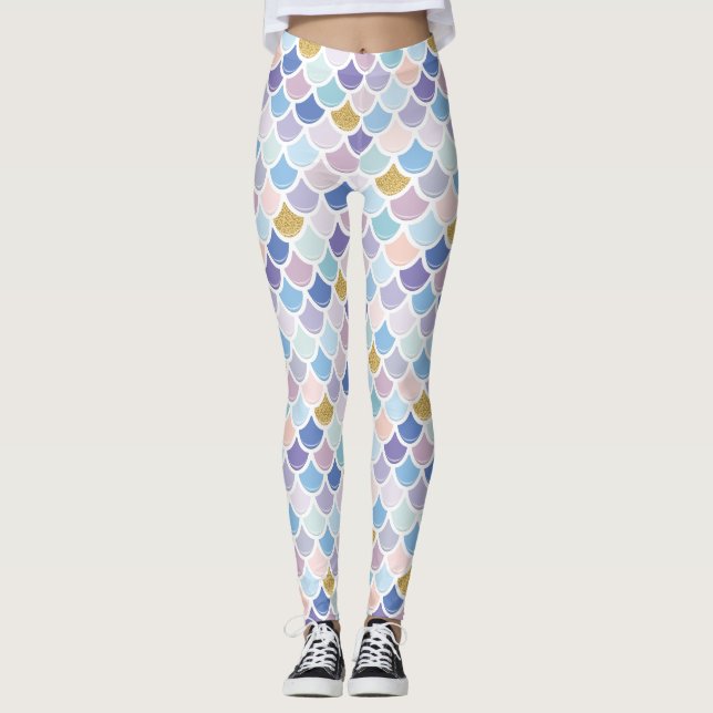 Leggings Échelle de sirène colorée (Devant)