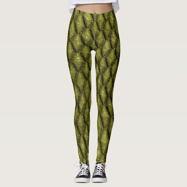 Leggings Échelles de serpent vert (Devant)