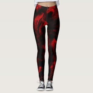 Leggings Échelles rouges sang de dragon sur le noir