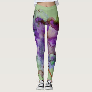 Leggings Éclaboussure verte et pourpre unique et folle de