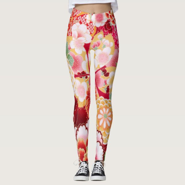 Leggings Éclat floral rouge de Falln (Devant)