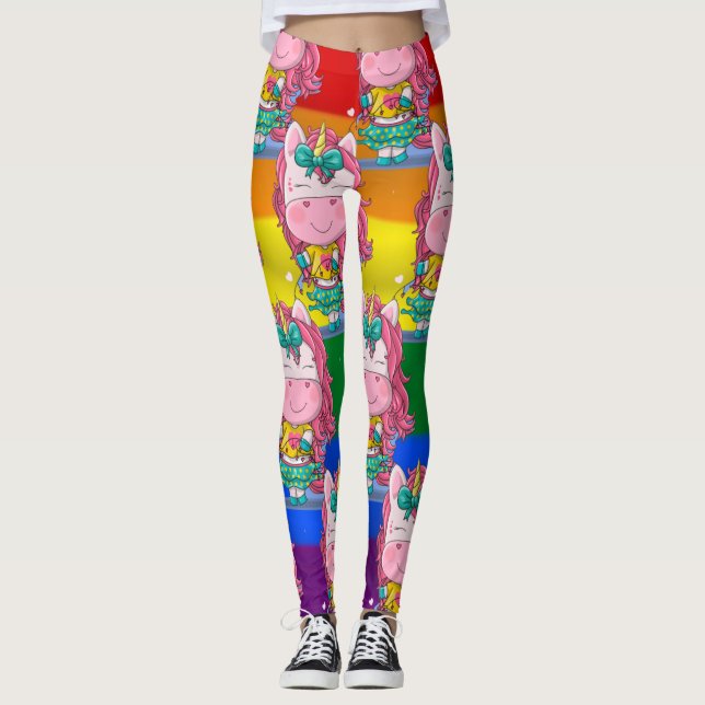 Leggings Éclats de licorne arc-en-ciel (Devant)