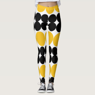 Leggings Eclipser des cercles, Jaune et Noir Motif Design