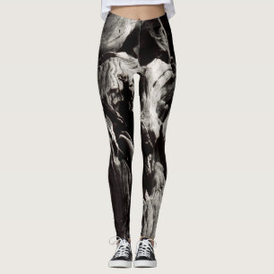Leggings Écorce d'arbre noir et blanc