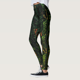 Leggings Écorce d'arbre sous verre martelé vert