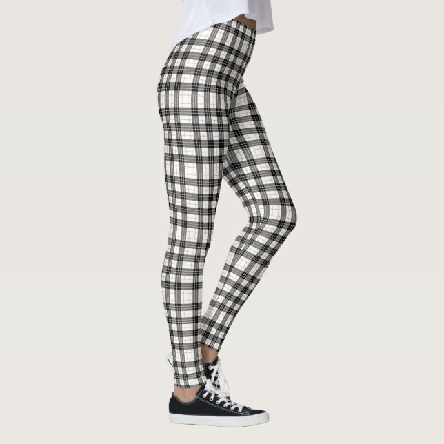 Leggings écossais tartan blanc et noir plaid (Droite)