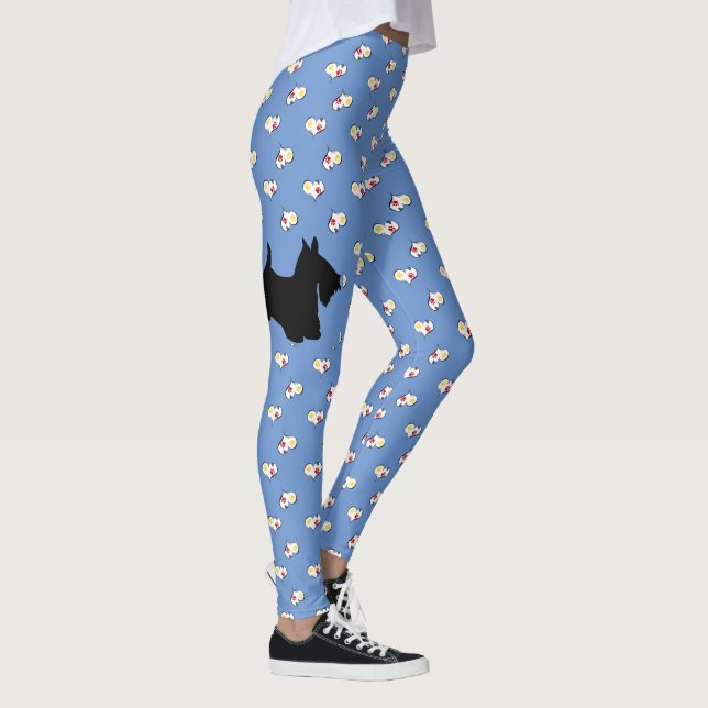Leggings Écossais Terrier Silhouette Hearts (Droite)