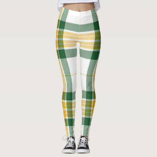 Leggings écossais vert et jaune