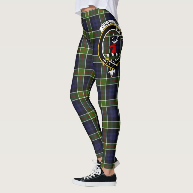 Leggings Ecosse Clan Colquhoun Crest Tartan Femmes Leging (Gauche)