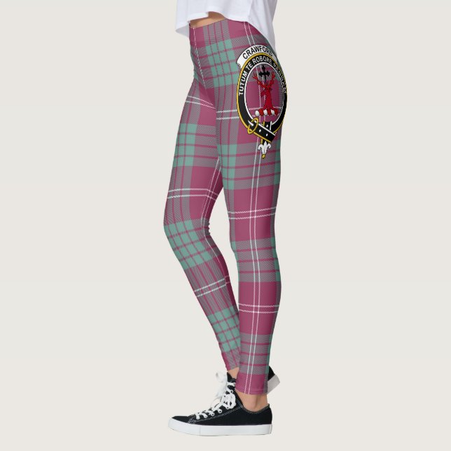 Leggings Ecosse Clan Crawford Ancienne Crest Tartan Femmes (Gauche)