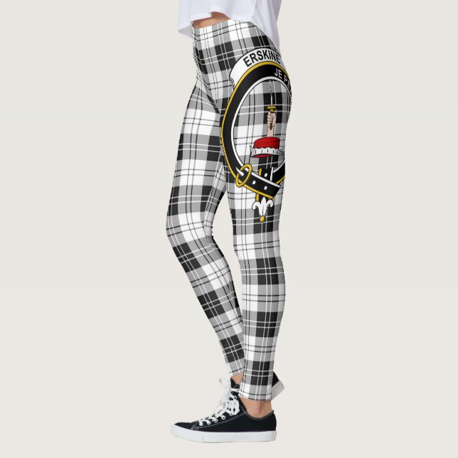 Leggings Ecosse Clan Erskine Crête noire et blanche Tartan (Gauche)