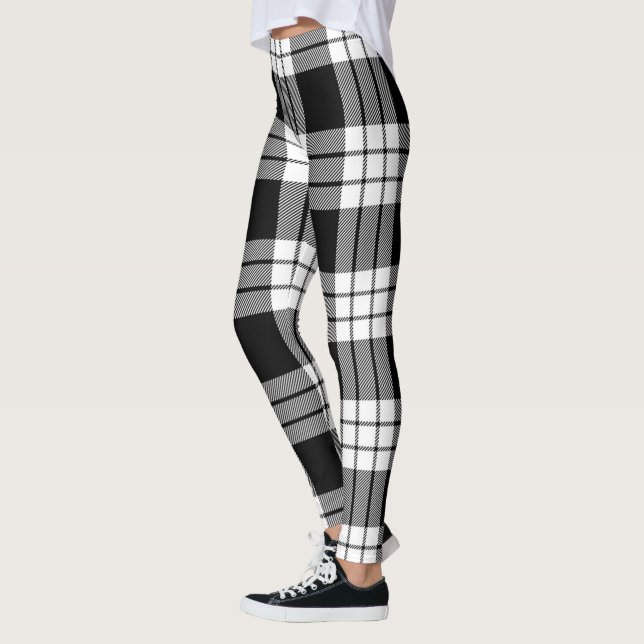 Leggings Ecosse Clan MacFarlane Tartan noir et blanc femmes (Gauche)